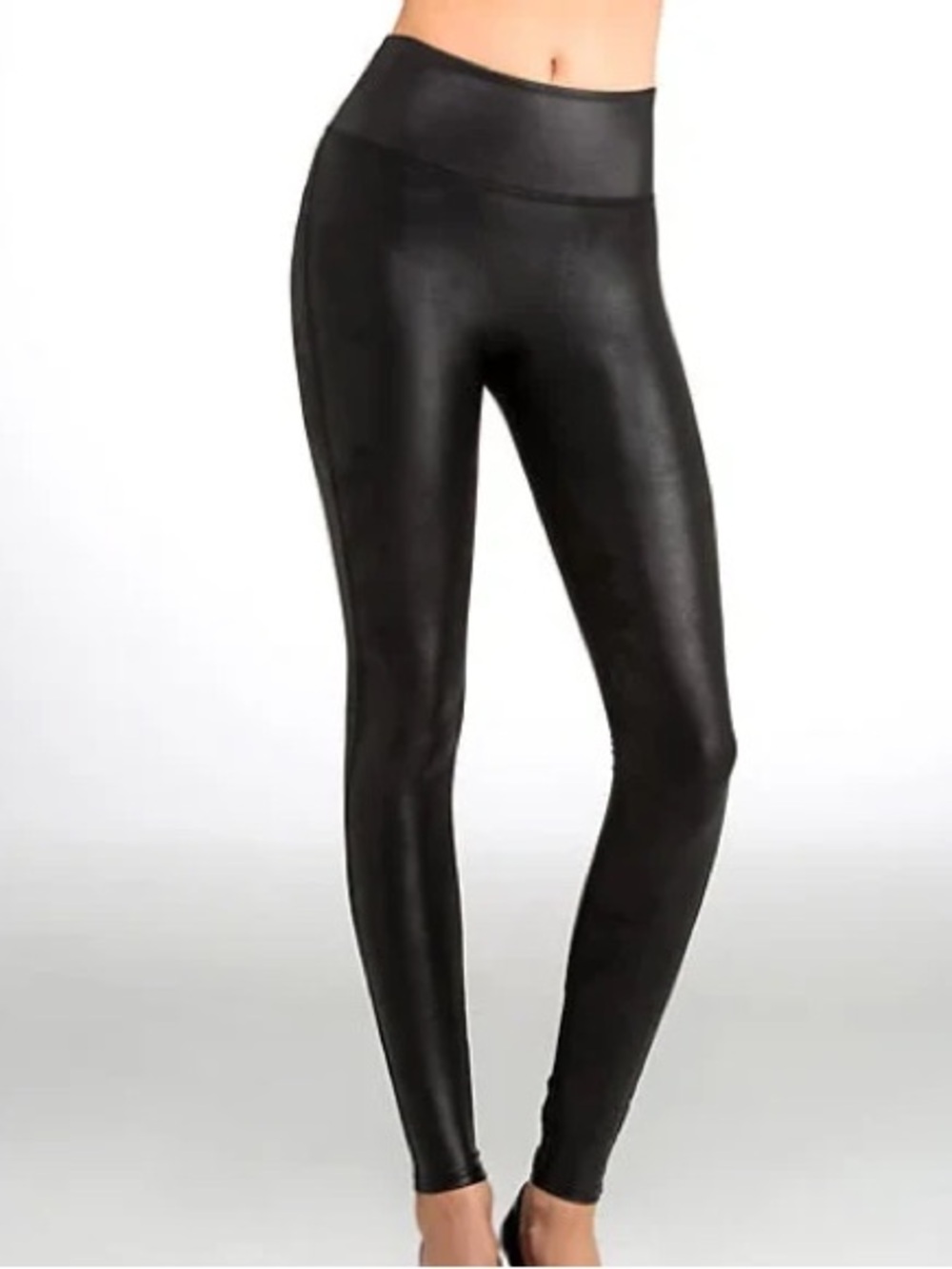 Spanx Women's Black Leggings Faux Leather High Rise Size XL